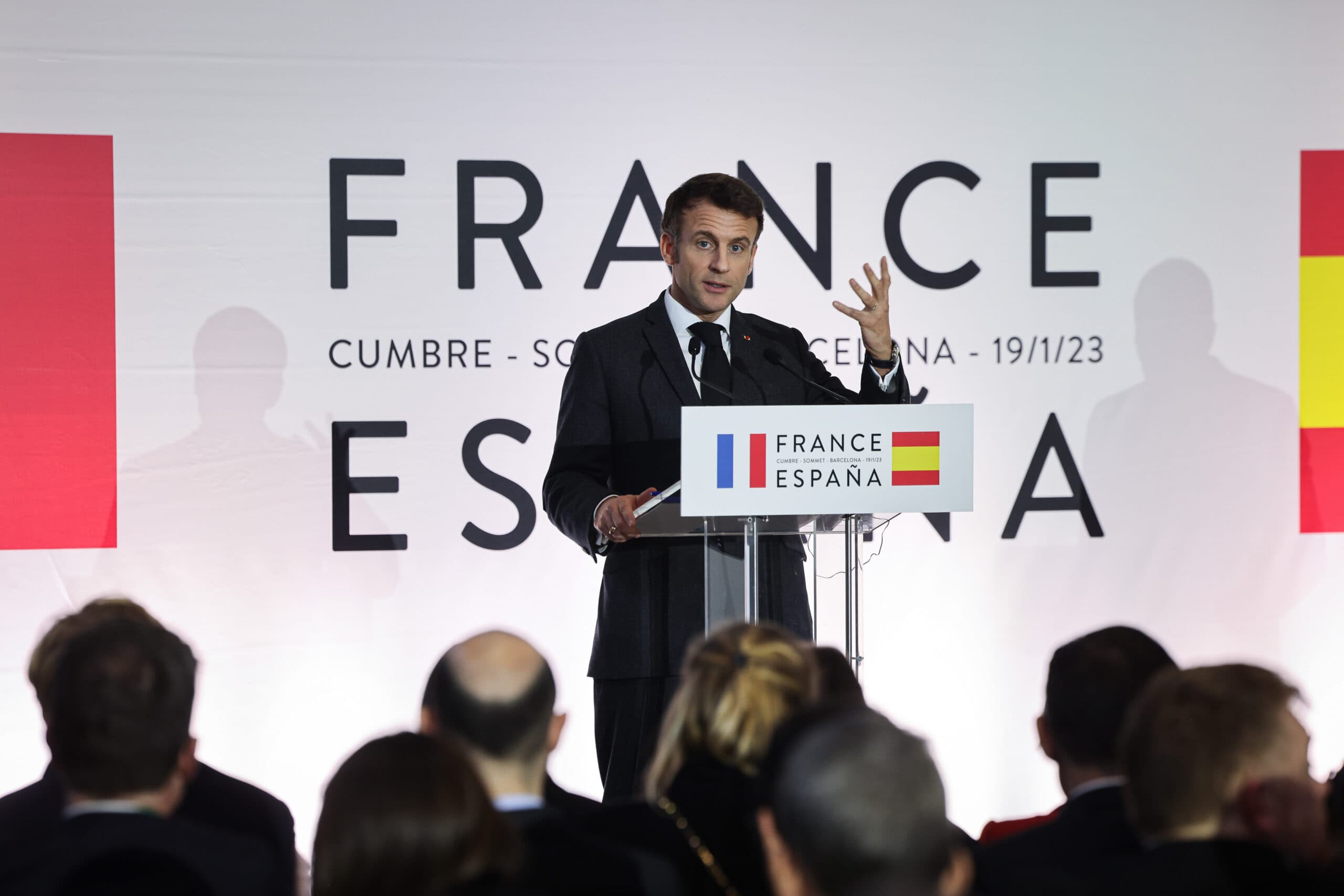Le président français, Emmanuel Macron, au sommet de Barcelone